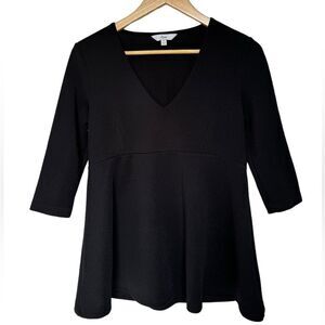 Ripe Maternity Black Flowy V-Neck Peplum Top. Blouse. Small.